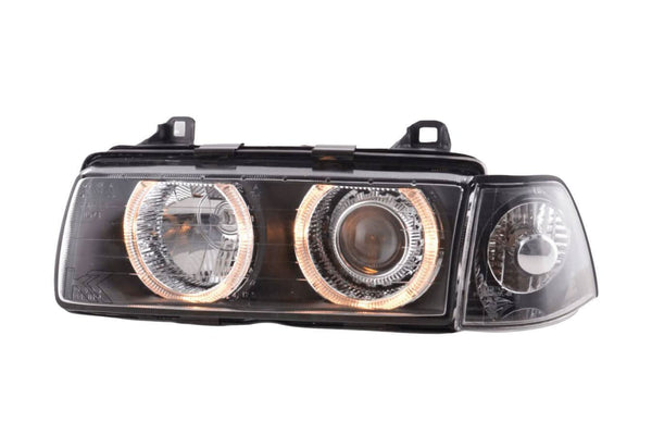 BMW 3 Series E36 Sedan Black Angel Eyes LED Headlights (1992 - 1998)