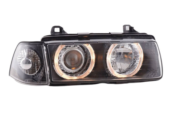 BMW 3 Series E36 Sedan Black Angel Eyes LED Headlights (1992 - 1998)
