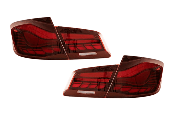 BMW 5-Series F10 F18 M5 6th Gen GTS Style -Red or Smoked- OLED Dynamic LED Tail Lights (2011-2017)