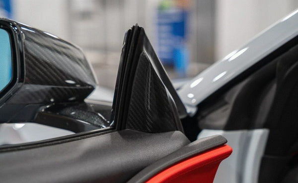 C8 Corvette Carbon Fiber A Pillar Interior Trim Overlay