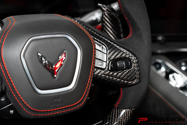 Paragon Performance C8 Corvette Carbon Fiber Steering Wheel Trim Overlay