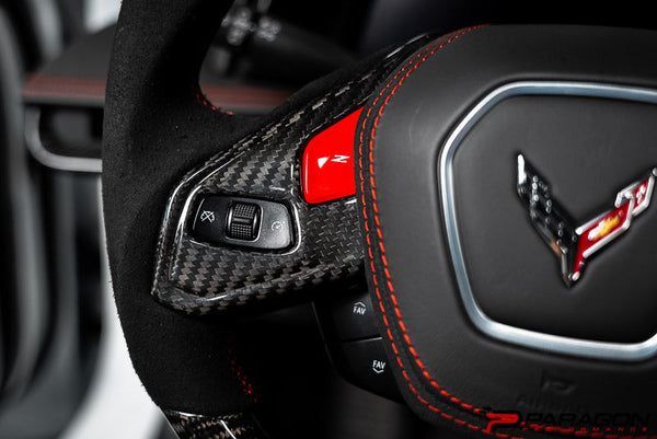 Paragon Performance C8 Corvette Carbon Fiber Steering Wheel Trim Overlay