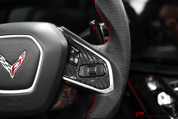 CCS C8 Corvette Steering Wheel Black Side Covers - 1LT Only - NON HEATED