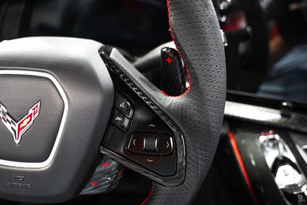 C8 Corvette Carbon Fiber Steering Wheel Trim Covers