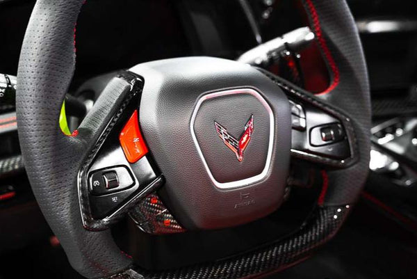 C8 Corvette Carbon Fiber Steering Wheel Trim Covers