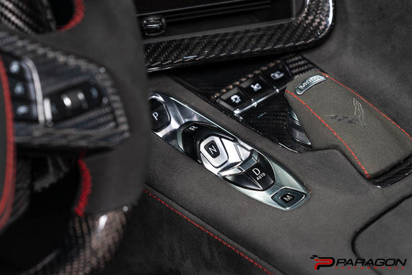 CCS C8 Corvette Red Carbon Fiber Transmission Control Outer Trim