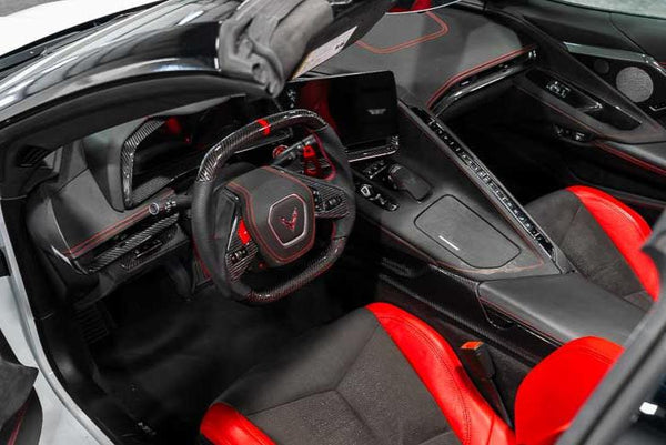 C8 Corvette Carbon Fiber Center Console Overlay - Black or Red