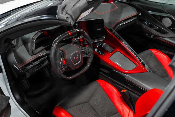 C8 Corvette Carbon Fiber Center Console Overlay - Black or Red
