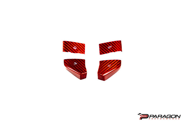 CCS Steering Wheel Red Carbon Fiber Button Covers 4PC - C8 Corvette