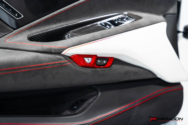 CCS C8 Corvette Red Carbon Fiber Lock Trim Overlay