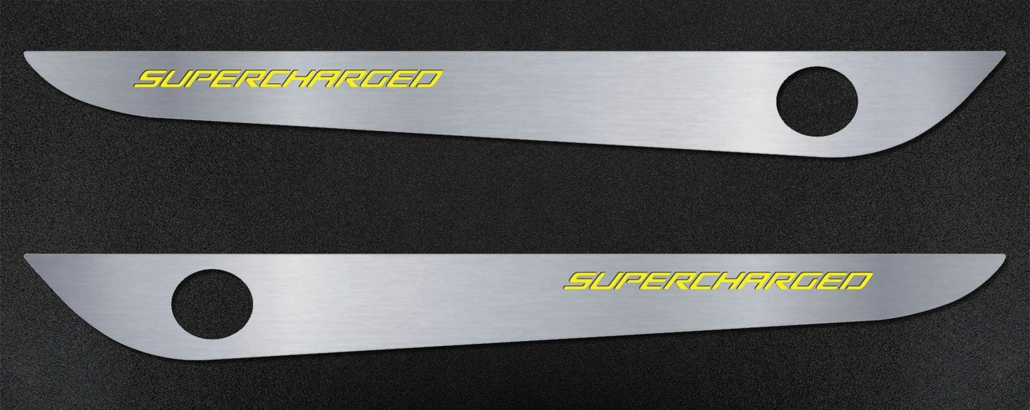 2010-2013 C6 Corvette - Door Guards with Grand Sport Inlay 2Pc | Brushed Stainless, Choose Color