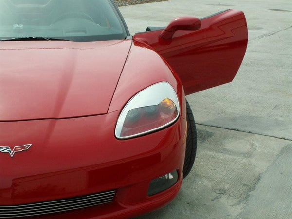 2005-2013 C6 Corvette - Headlight Aggressive Eyebrow Kit 2Pc | Chrome-Plated ABS