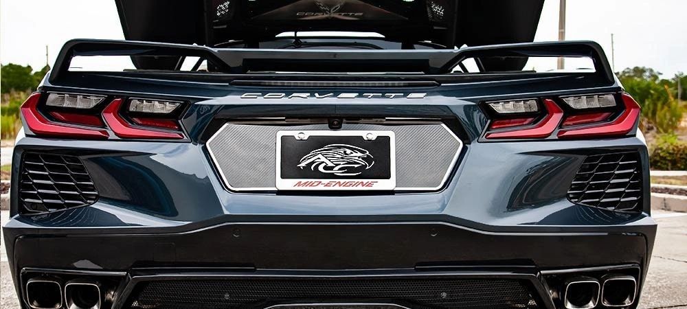 2020+ C8 Corvette - Carbon Fiber Tag Back Trim Plate | Stainless Steel Trim, Choose Finish