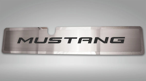 2015-2017 Mustang GT/EcoBoost - Radiator Cover Vanity Plate 'MUSTANG' | Brushed, Choose Inlay Color