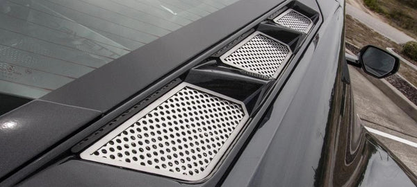 2020+ C8 Corvette - Perforated Rear Hood Vent Inserts 6Pc | Polished Finish