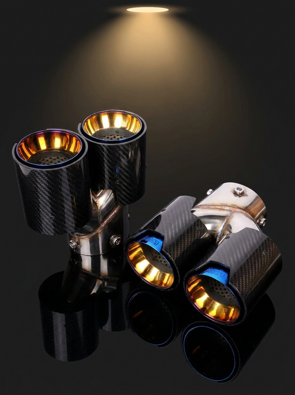 Carbon Fiber Dual Exhaust Tips for BMW M340i M240i M440i | G20 G42 G22 G23 G26 | Y-Pipe Single-to-Dual Conversion | Sold as Pair