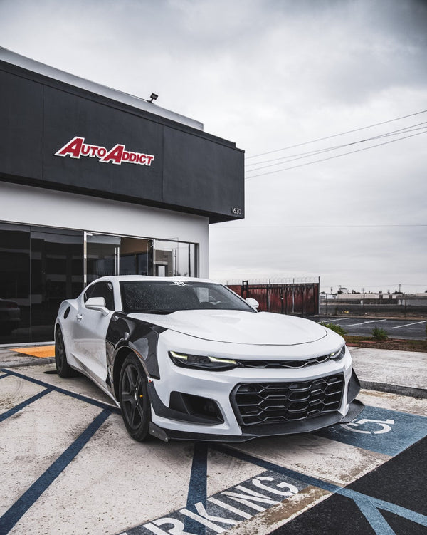 2019-2025 Chevy Camaro ZL1 1LE Track Package Front Bumper Conversion 13pcs Full Kit Flat BLK for Non-RS Headlights
