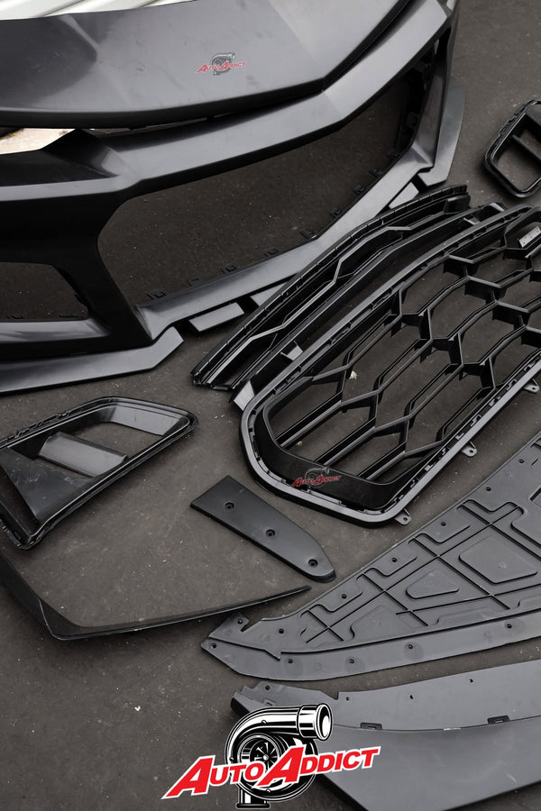 2010-2015 Chevy Camaro ZL1 1LE Track Package Front Bumper Conversion 11pcs Full Kit Flat BLK Body Kit