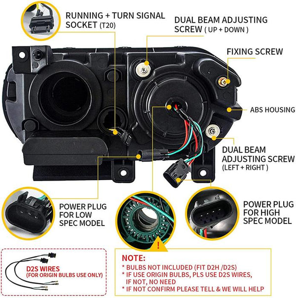 2008-2014 Dodge Challenger RGB Color Change OEM Replica Headlights Projector LED Lights