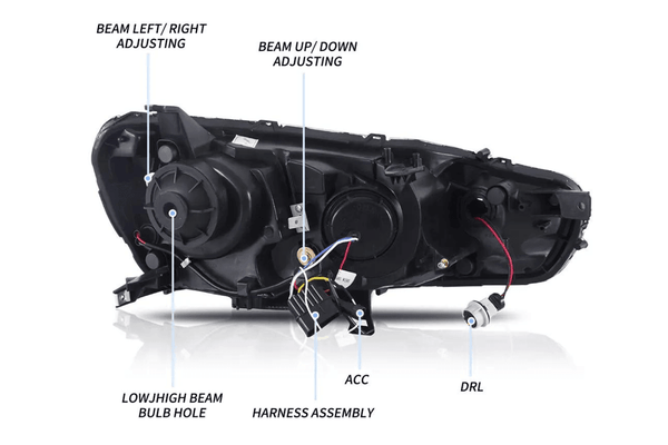 Mitsubishi Lancer Evo X GSR 10th Gen (CZ4A) Demon Eyes Dual Beam Projector Headlights (2008-2017)