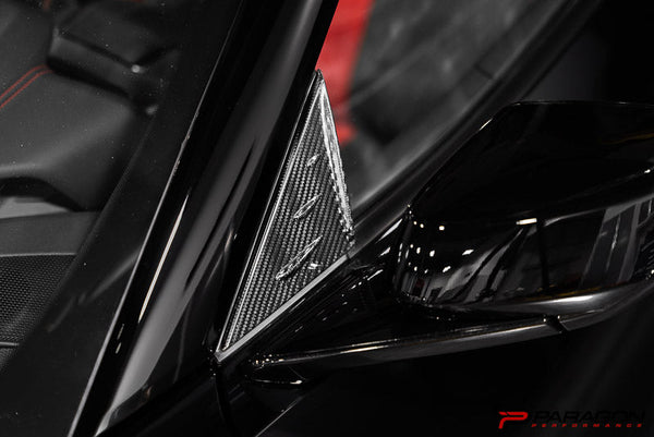 Paragon Performance C8 Corvette Carbon Fiber Anti-Buffeting A Pillar Trim Overlay