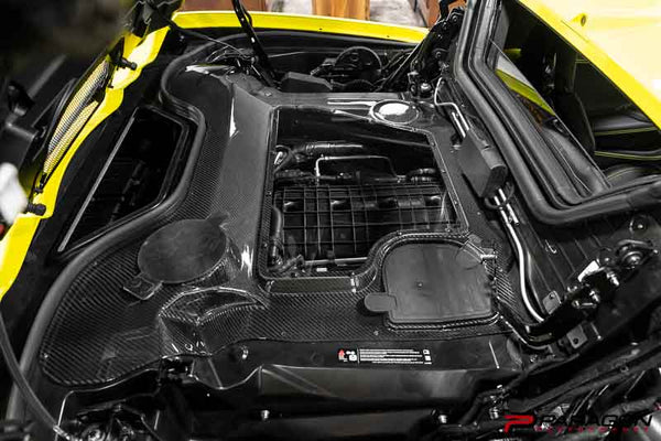 Paragon Performance C8 Corvette Carbon Fiber Clear Engine Cover - Convertible