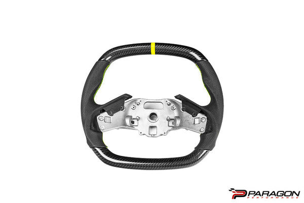 Paragon Performance C8 Corvette Z06 Style Carbon Fiber Steering Wheel - Fluorescent Yellow