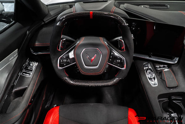Paragon Performance C8 Corvette Z06 Style Carbon Fiber Steering Wheel - Fluorescent Yellow
