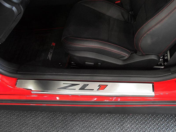 2012-2015 Camaro ZL1 - Executive Series 'ZL1' Door Sills 2Pc | Brushed/Polished Stainless Steel