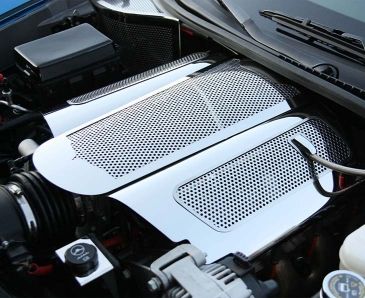 2006-2013 C6 Corvette Z06 only - Perforated Plenum Cover Low Profile | Polished Stainless Steel