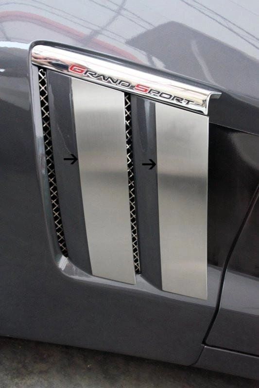 2010-2013 C6 Grand Sport Corvette - Fender Trim Plates 4Pc | Brushed Stainless Steel