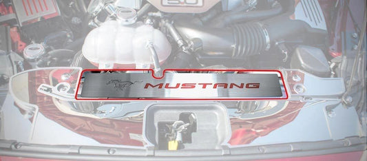 2015-2017 Mustang GT - Radiator Cover Vanity Plate 'PONY & MUSTANG' | Brushed, Choose Inlay Color