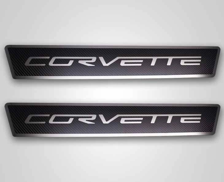 2005-2013 C6 Corvette - Outer Door Sills CORVETTE Style Carbon Fiber | Polished or Brushed Trim