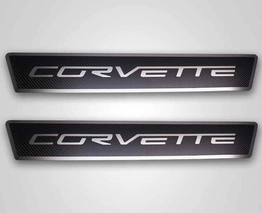 2005-2013 C6 Corvette - Outer Door Sills CORVETTE Style Carbon Fiber | Polished or Brushed Trim