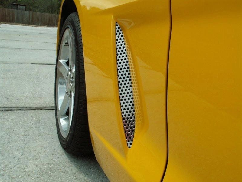 2005-2013 C6 Corvette - Side Vent Grilles Perforated 2Pc | Polished Stainless Steel