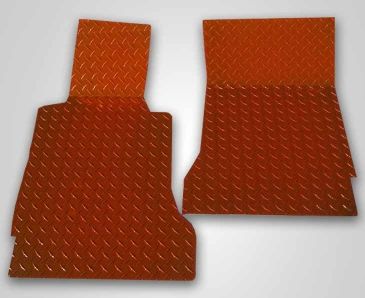 2005-2013 C6 Corvette - Orange Diamond Plate Floor Mats 2Pc | Polished Aluminum