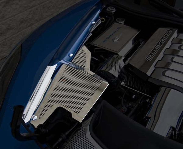 2014-2019 Corvette Z06/Grand Sport/C7 Stingray - Inner Fender Covers 3Pc | Stainless Steel, Perforated Polished Finish