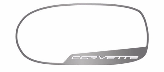 2005-2013 C6 Corvette - CORVETTE Style Side View Mirror Trim 2Pc [Standard] | Brushed Stainless