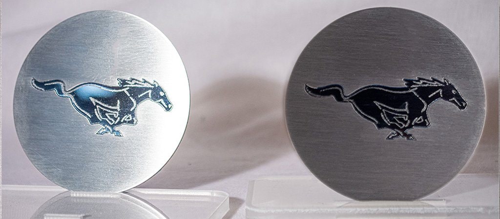 2015-2020 Mustang 'Pony' Cup Holder Accent Plates 2PC | Brushed Stainless Steel