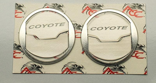2015-2020 MUSTANG 50TH - A/C VENT TRIM KIT BRUSHED W/ETCHED COYOTE 2PC | STAINLESS STEEL