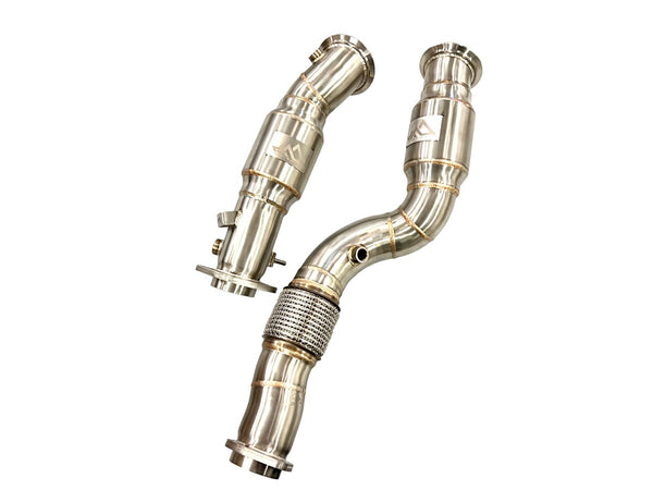 MAD BMW M2C M3 M4 S58 G87 G80 G82 G83 Resonated Downpipes W/ Flex Section