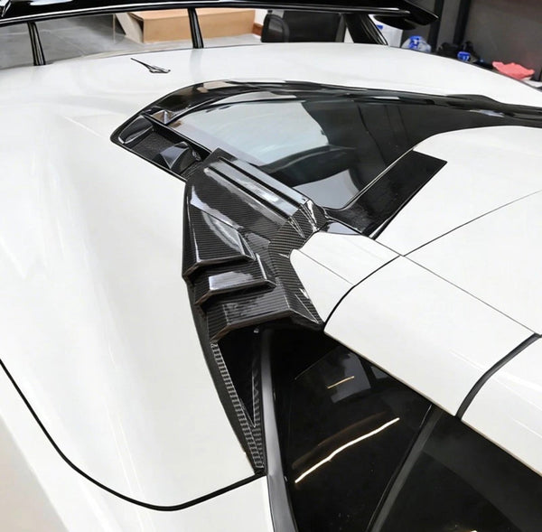 PC Plastic Painted Carbon Fiber Rear Intake Port Trim For Corvette C8 Z51 Z06 E-Ray GS Coupe Only 2020-2027