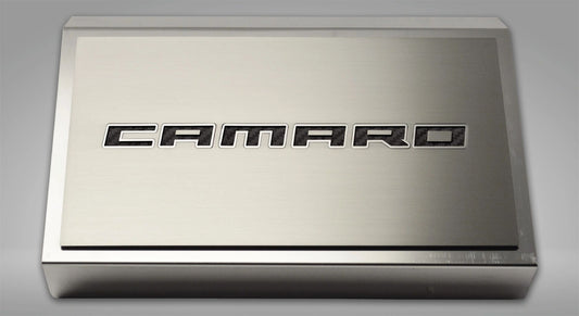 2016-2021 Camaro - Fuse Box Cover Brushed W/Brushed Camaro Top Plate