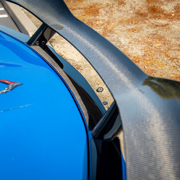 2023-2026 C8 Corvette Z06 / ZR1 / ERay Z07 Carbon Fiber Rear High Spoiler w/ Integrated 2 inch Upriser 1pc