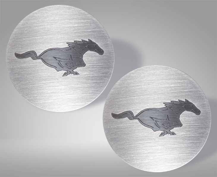 2015-2020 Mustang 'Pony' Cup Holder Accent Plates 2PC | Brushed Stainless Steel