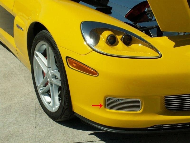 2006-2013 Z06/ZR1/GS/C6 Corvette - Billet Style Driving Light Covers 2Pc | Polished Stainless