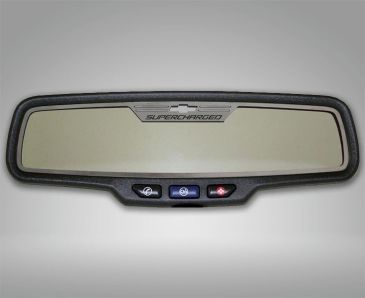 2012-2013 Camaro - Rear View Mirror Trim "SUPERCHARGED" Style for Rectangle mirror | Brushed Stainless