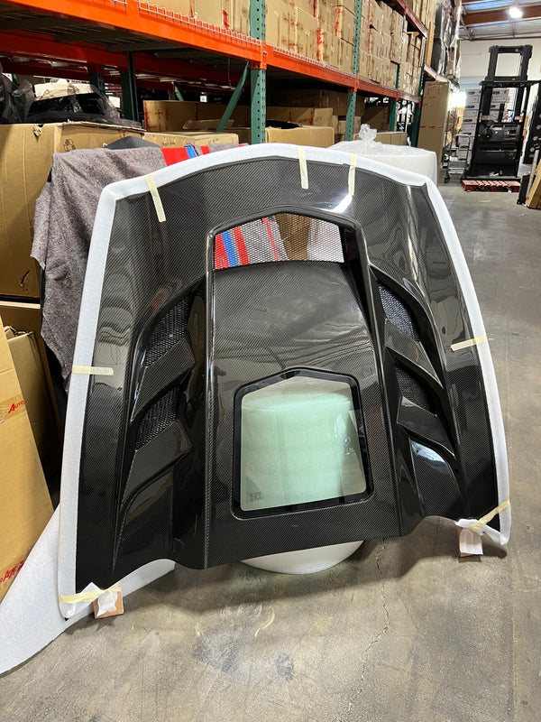 2014-2019 Corvette C7 Type-VS1 Double Sided Carbon fiber Vented Style Hood W/ Window For Stingray, Z51, Grand Sport, Z06