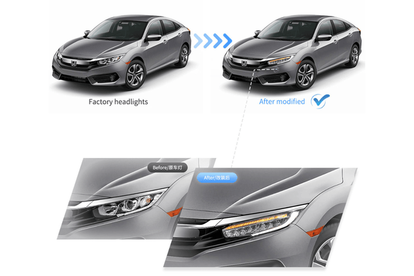 Honda Civic 10th Gen (FC/FK) Chrome LED Reflection Bowl Headlights (2016-2021)