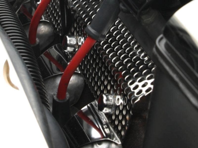 2005-2013 C6/GS Corvette - Header Guards Perforated Style 2Pc | Polished Stainless Steel